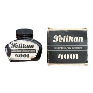 Vintage Pelikan Bottle 4001 Fountain Pen Ink Brilliant Black Original Germany
